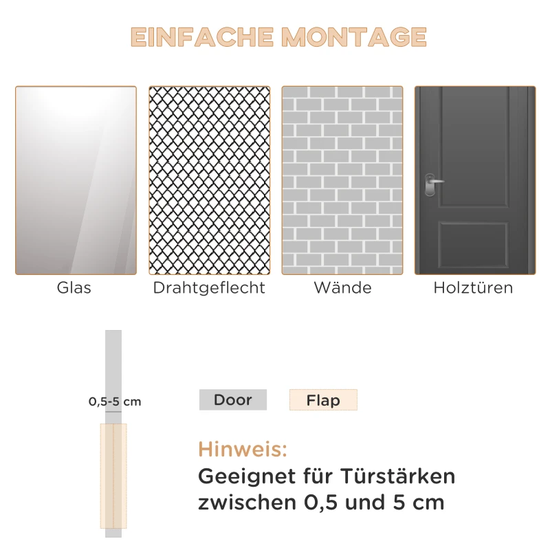 PawHut Katzenklappe Magnetische Katzentür mit 4 Verschluss-Optionen, Hundeklappe Haustierklappe für Katzen und kleine Hunde,
