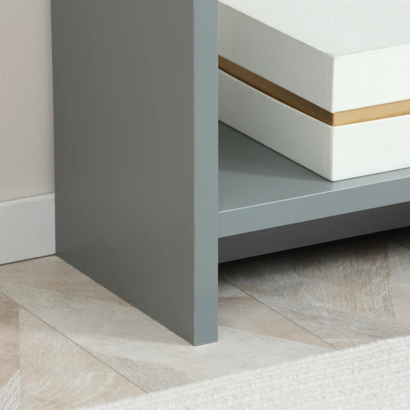 HOMCOM Console Table, Side Table with Bottom Shelf and Storage Drawers, Narrow Sofa Table, Hallway Table for Living Room, Entryway, Grey