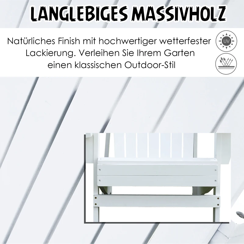 Outsunny tuinstoel, ligbank voor buiten, tuinmeubel, tuinzetel, balkonstoel, massief hout wit 97 x 72,5 x 93 cm tuinstoel ligbank voor buiten tuinmeubel tuinzetel balkonstoel | Aosom.de