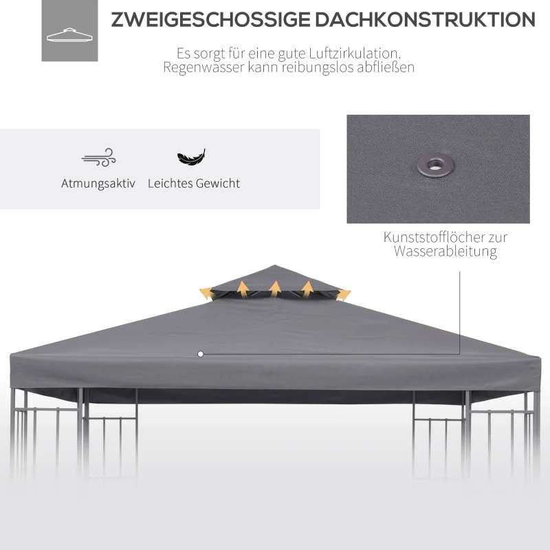 Outsunny Vervangend dak voor metalen tuinhuisje partytent tuinhuisje tuintentdak 3x3(m-5)
