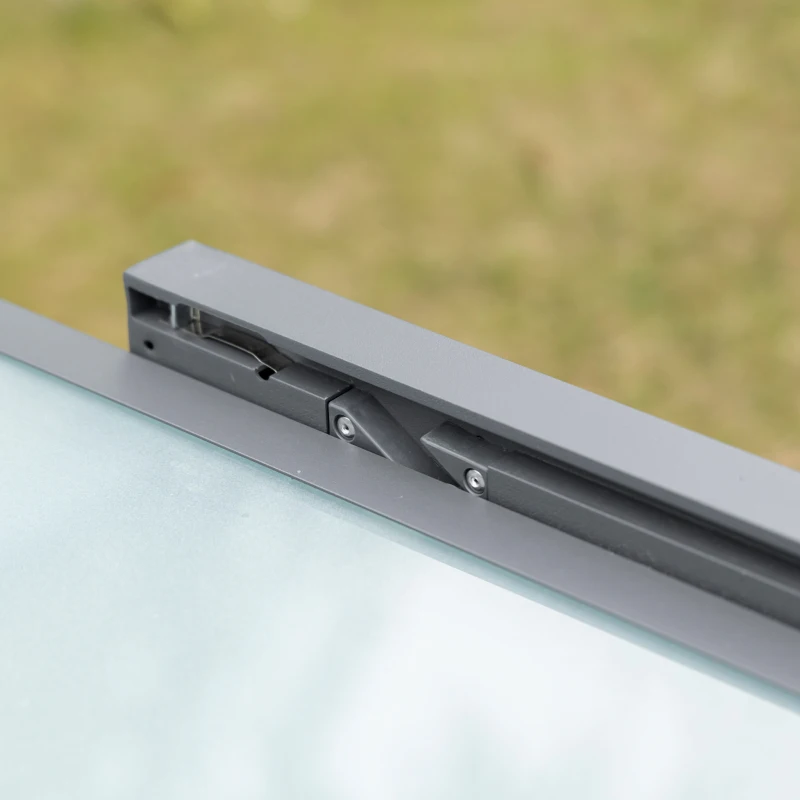 Outsunny tuintafel uitschuifbare eettafel voor buiten met blad van gehard glas