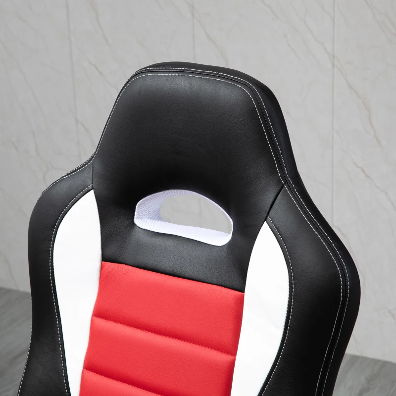 HOMCOM Home Office Chair Executive Height Adjustable Rolling Swivel Chair With Tilt Function PU Red 71W x 64D x 109-119H cm