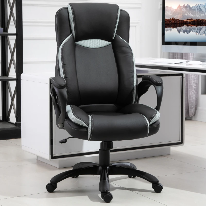 Vinsetto Ergonomic Executive Office Chair PU Leather Black and White