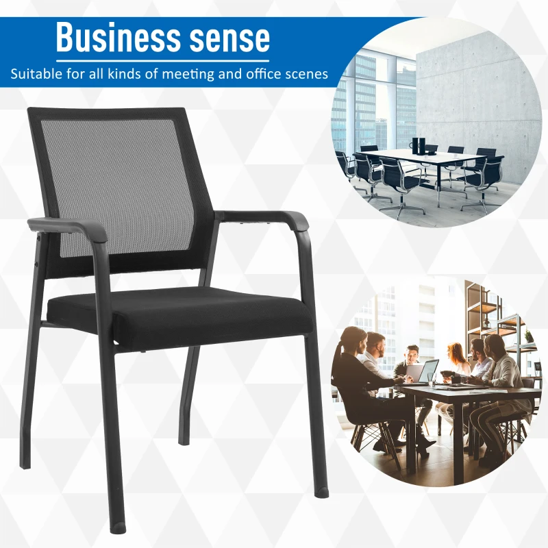 Vinsetto Set of 2 Stackable Meeting Chair Curved Mesh Black