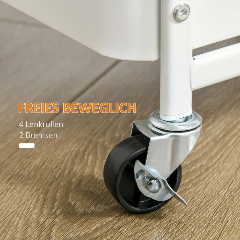 3-laags Trolley Serveerwagen Opbergtrolley Keukenplanken met Wielen Wit
