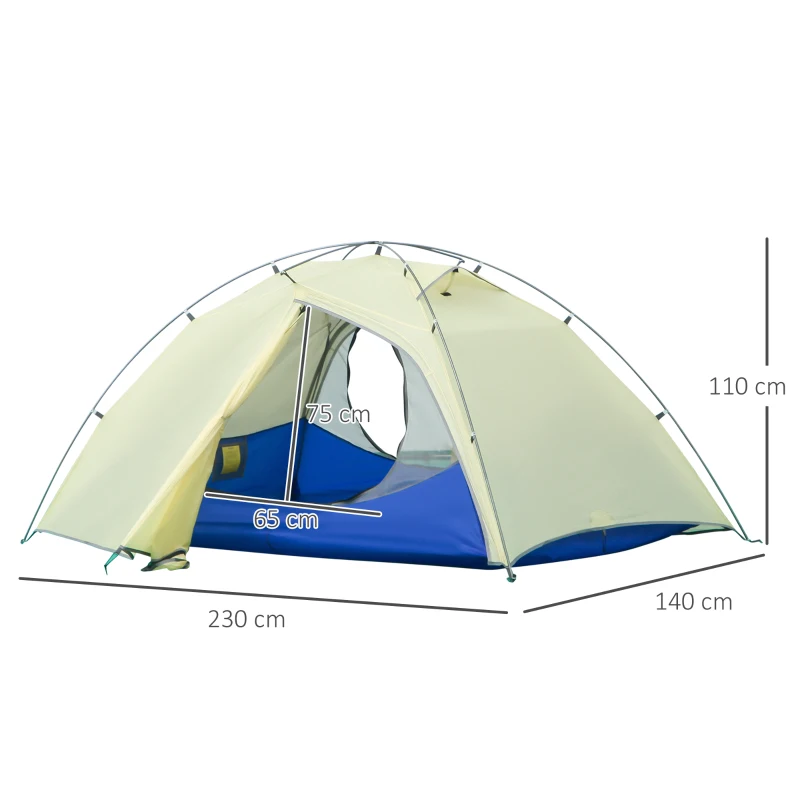 Outsunny kampeertent 2-persoons tent koepeltent PU3000mm licht aluminium crème