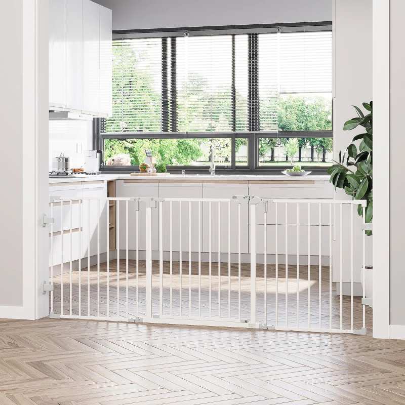 PawHut Hondenhekje met vouwdeur Wit 202,5 cm(m-10)
