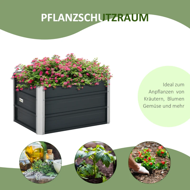 Outsunny Verhoogd Bed Stalen Tuinbed Planter Planter Handschoenen