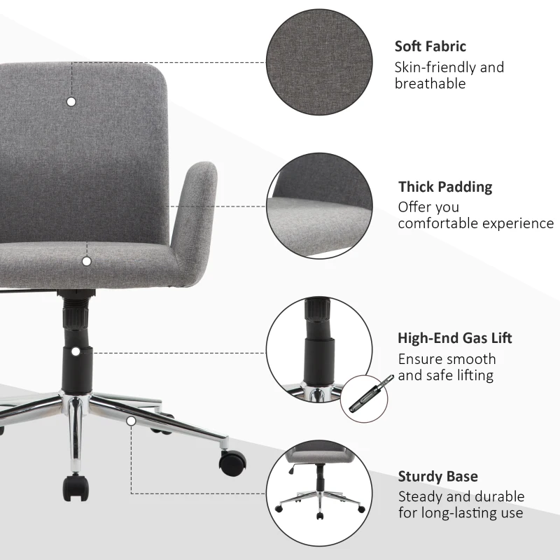 Vinsetto Swivel Office Chair Grey