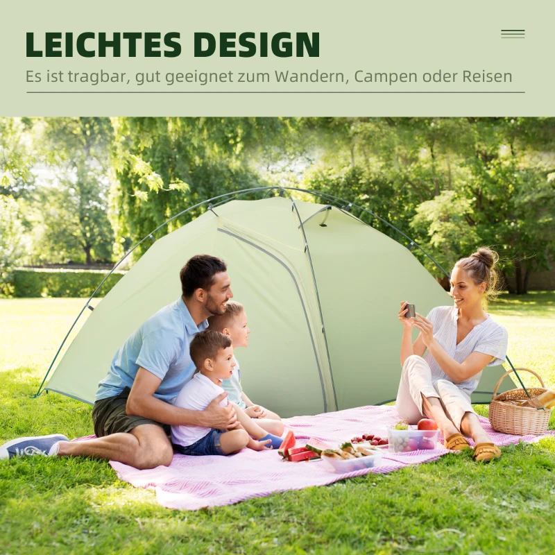 Outsunny kampeertent 2-persoons tent koepeltent PU3000mm licht aluminium crème