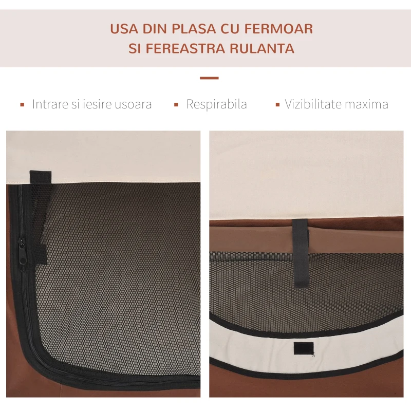PawHut Geantă Trasport pentru Câini și Pisici Pliabilă, Culoarea cafelei, 61x46x51cm