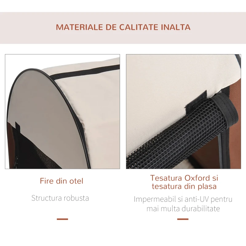 PawHut Geantă Trasport pentru Câini și Pisici Pliabilă, Culoarea cafelei, 61x46x51cm