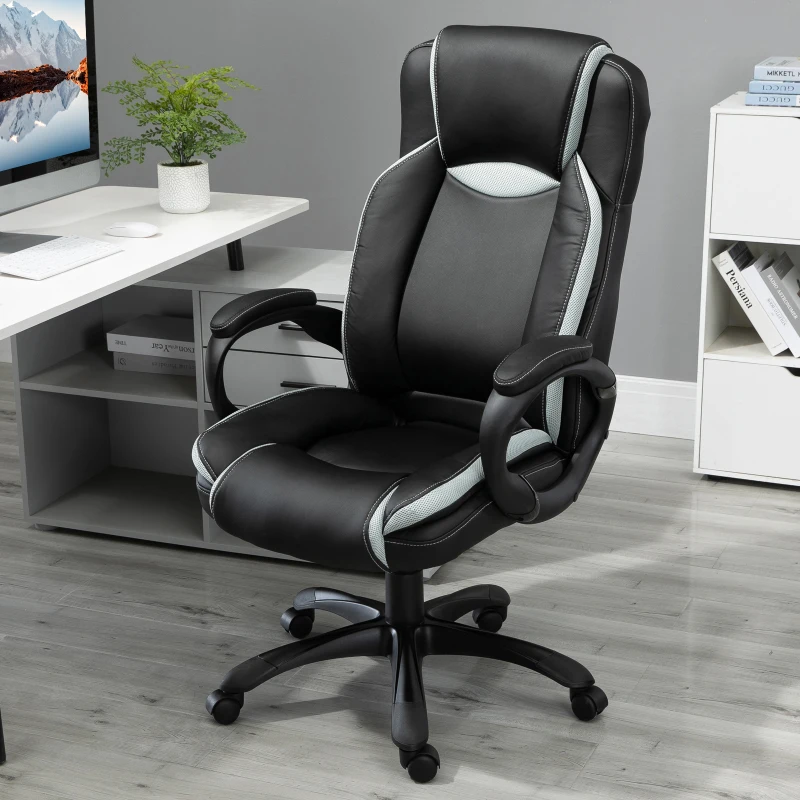 Vinsetto Ergonomic Executive Office Chair PU Leather Black and White