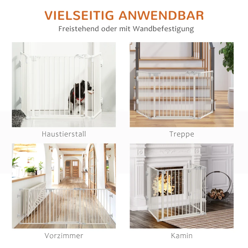 PawHut Hondenhekje met vouwdeur Wit 202,5 cm(m-8)