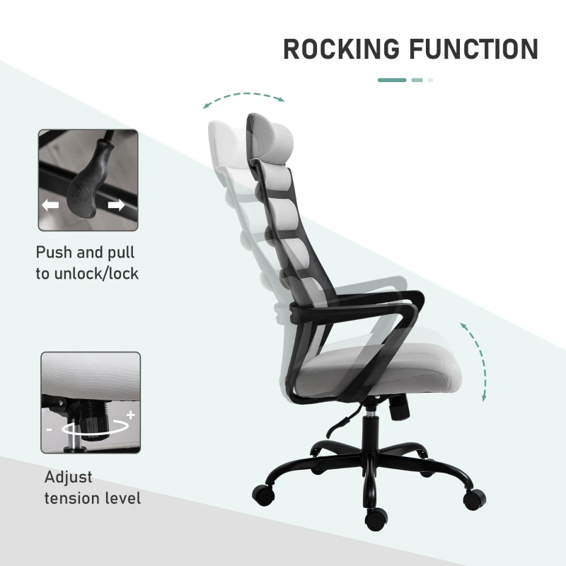 Vinsetto High-Back Office Chair Spandex Fabric Grey