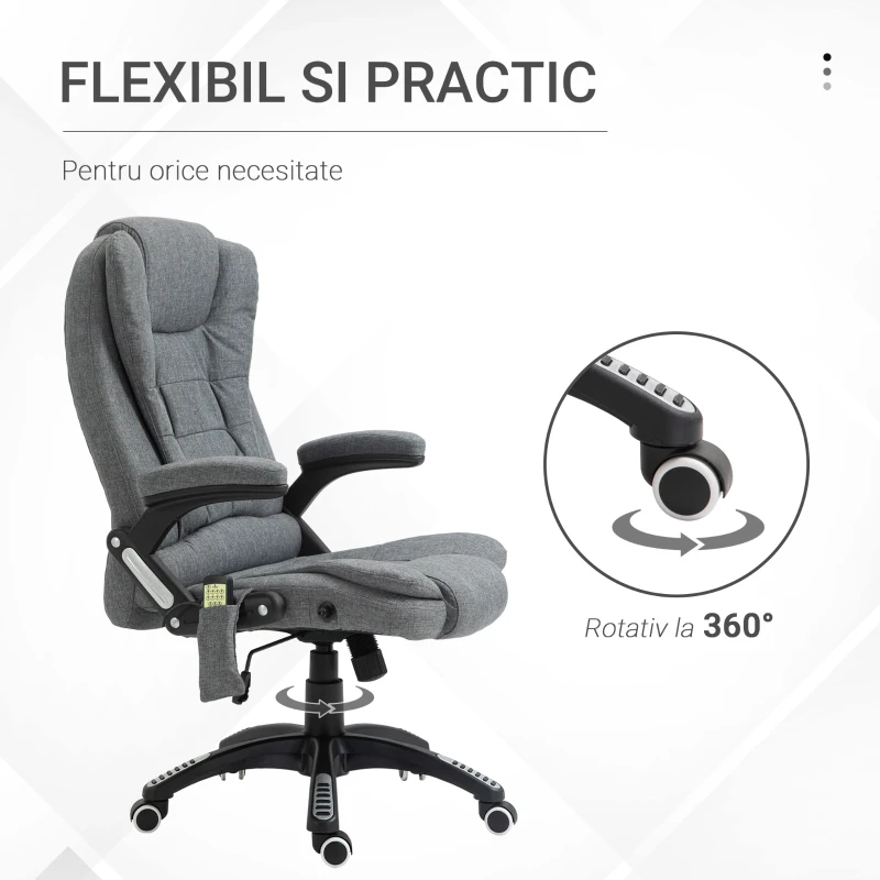 Vinsetto Fotoliu Relax pentru Birou si Casa cu Sase Zone de Masaj Gri(m-9)