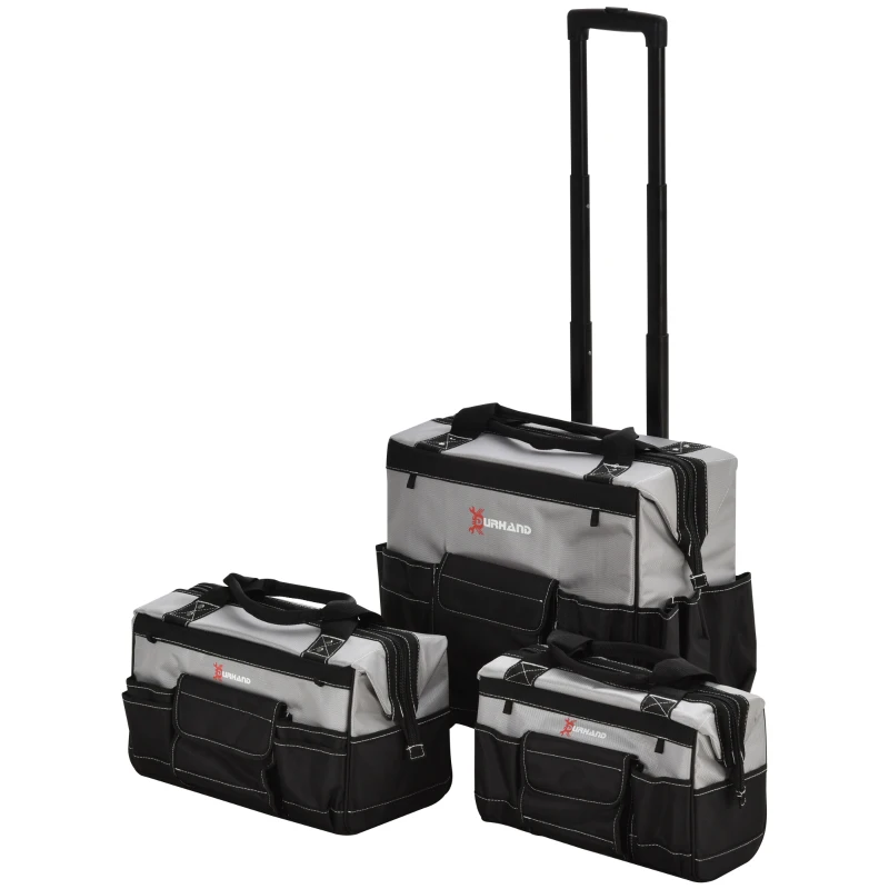 DURHAND® Werkzeugtrolley leer Werkzeugtaschen-Set mit Rollen 3-Größe Oxford-Gewebe
