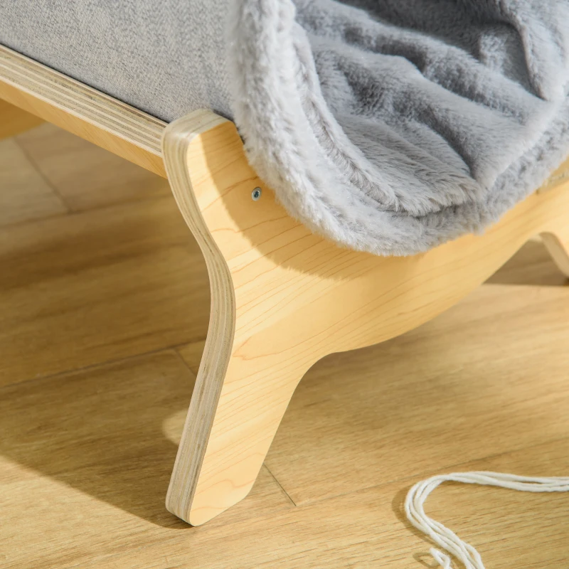 PawHut Cuccia per Gatti a Tunnel con Tiragraffi e Cuscino Imbottito, 41x40x47cm, Grigio