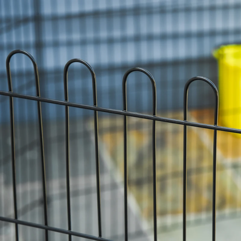 PawHut Parque para Animais de Estimação com 8 Paineis 71x91,5cm Dobrável Cerca para Animais de Estimação com Porta com Trava para Jardim Pátio Exterior Preto