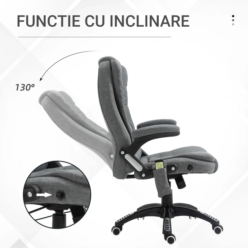 Vinsetto Fotoliu Relax pentru Birou si Casa cu Sase Zone de Masaj Gri(m-6)