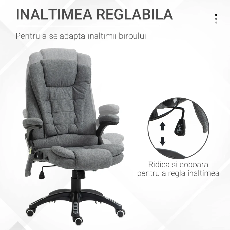Vinsetto Fotoliu Relax pentru Birou si Casa cu Sase Zone de Masaj Gri(m-5)
