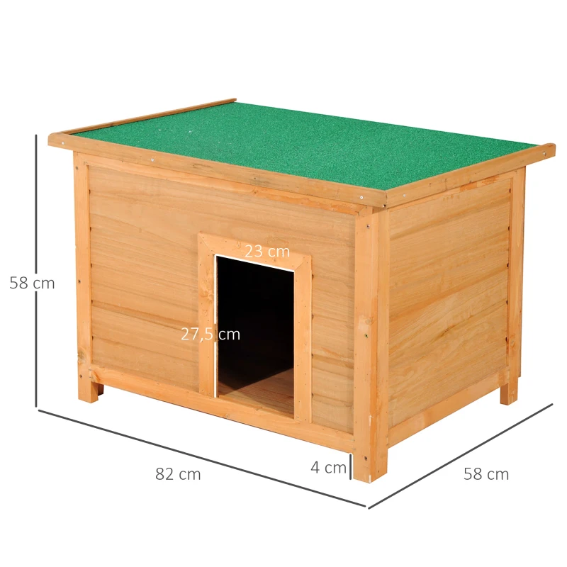 PawHut Casa para Cães de Madeira Casa para Animais de Estimação Elevada com Teto Asfáltico Abatível Impermeável e 4 pés Antiderrapantes 82x58x58cm Madeira