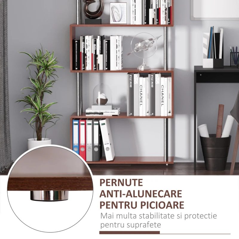 Homcom Biblioteca de Perete in Lemn, Castaniu, 80x30x145cm