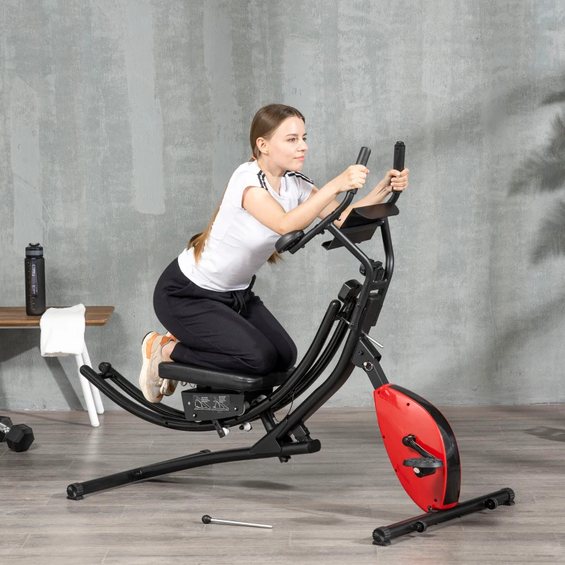 HOMCOM 2-In-1 Abs Trainer and Exercise Bike, with Adjustable Height and Resistance