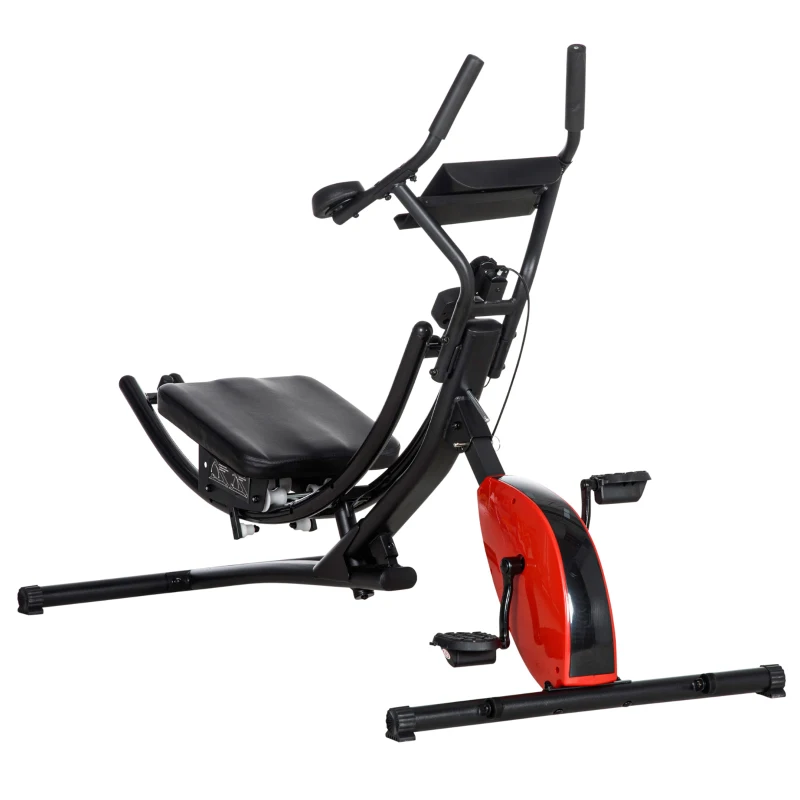 HOMCOM 2-In-1 Abs Trainer and Exercise Bike, with Adjustable Height and Resistance