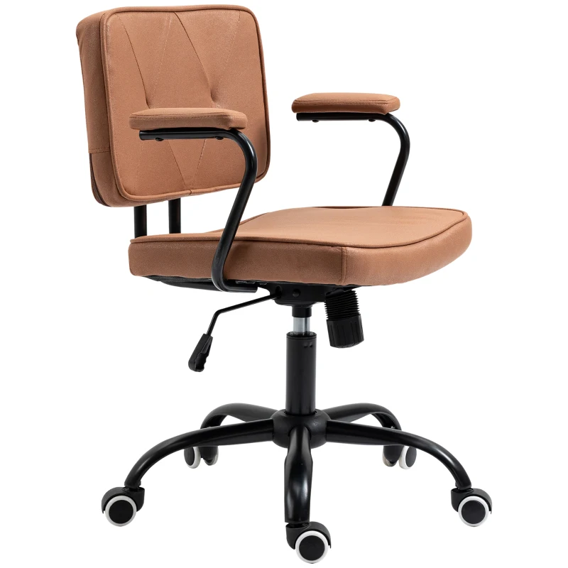 Vinsetto Office Chair with Casters Swivel Desk Chair for Office Height Adjustable with Tilt Function 360° Rotation Foam Brown 61 x 58 x 82-91 cm