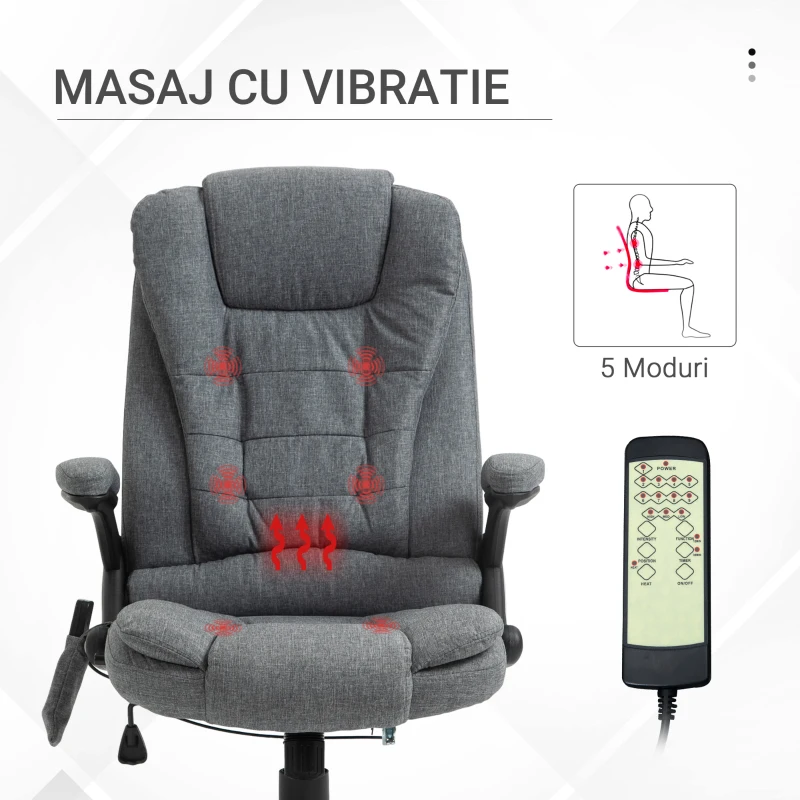 Vinsetto Fotoliu Relax pentru Birou si Casa cu Sase Zone de Masaj Gri(m-7)