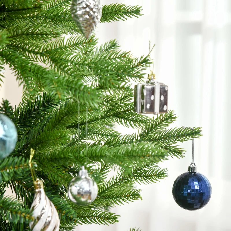 HOMCOM Árvore de Natal Artificial 210cm Ignífugo com 616 Ramos Folhas de PVC Base Dobrável e Suporte Metálico Verde