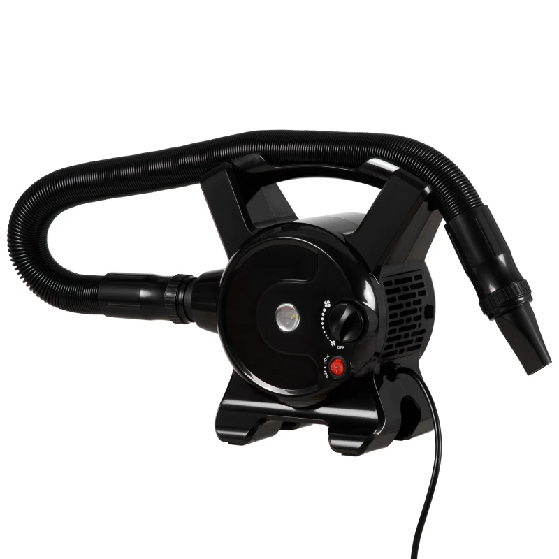 PawHut Soffiatore per Cani con Velocità e Temperatura Regolabili, 3 Beccucci Inclusi, Nero