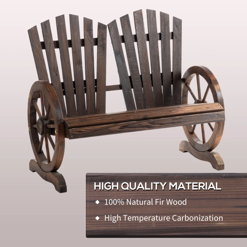 Outsunny Fir Logs Love Seats with Wheel-Shaped Armrests, Large Load-Bearing Chair, Natural Wood Grain