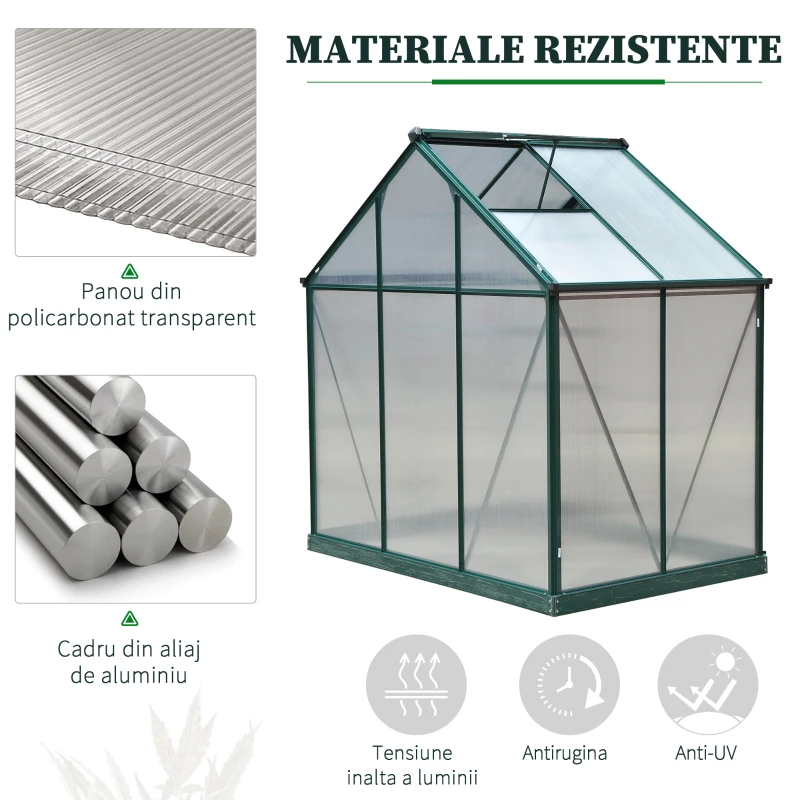 Outsunny sera pentru plante pentru utilizare in curte/in aer liber, cu fereastra si usa, cadru din aluminiu, placa de calculator