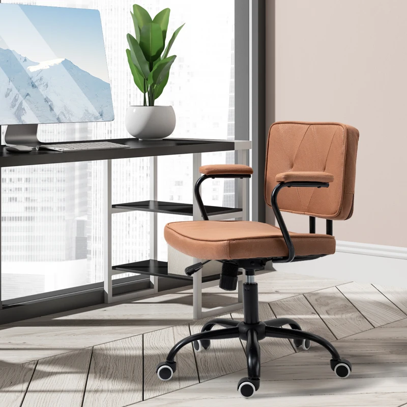 Vinsetto Office Chair with Casters Swivel Desk Chair for Office Height Adjustable with Tilt Function 360° Rotation Foam Brown 61 x 58 x 82-91 cm