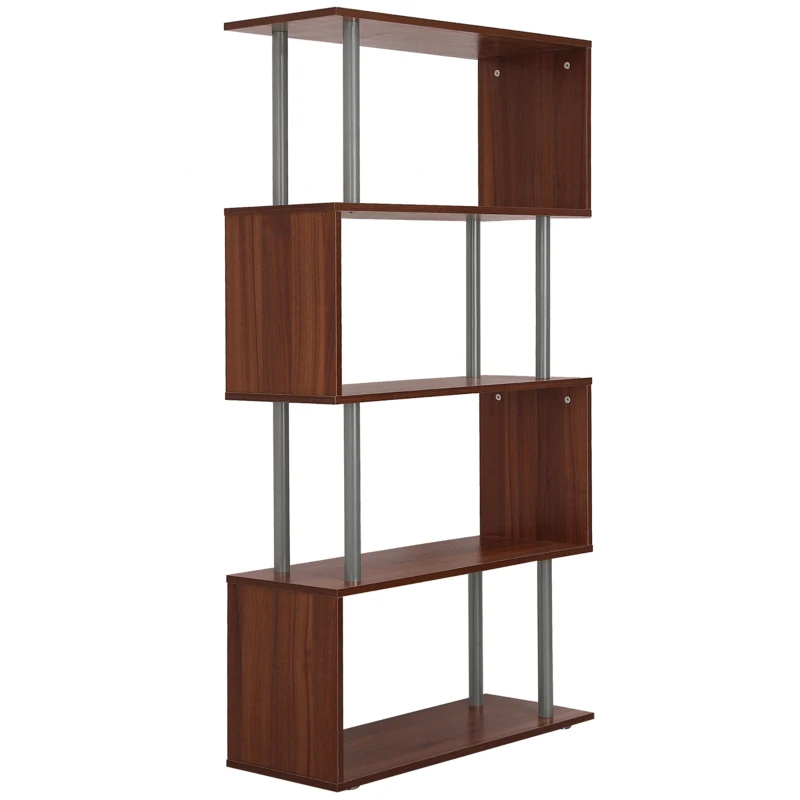 Homcom Biblioteca de Perete in Lemn, Castaniu, 80x30x145cm
