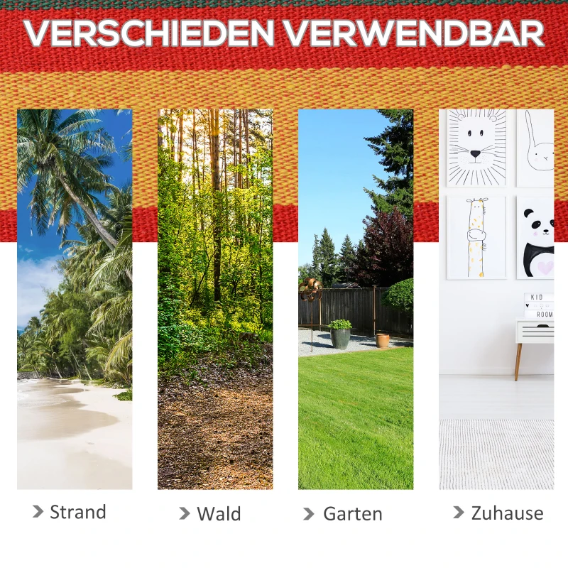 Outsunny® Hängematte Mehrpersonen 150kg Bunt 200x100cm