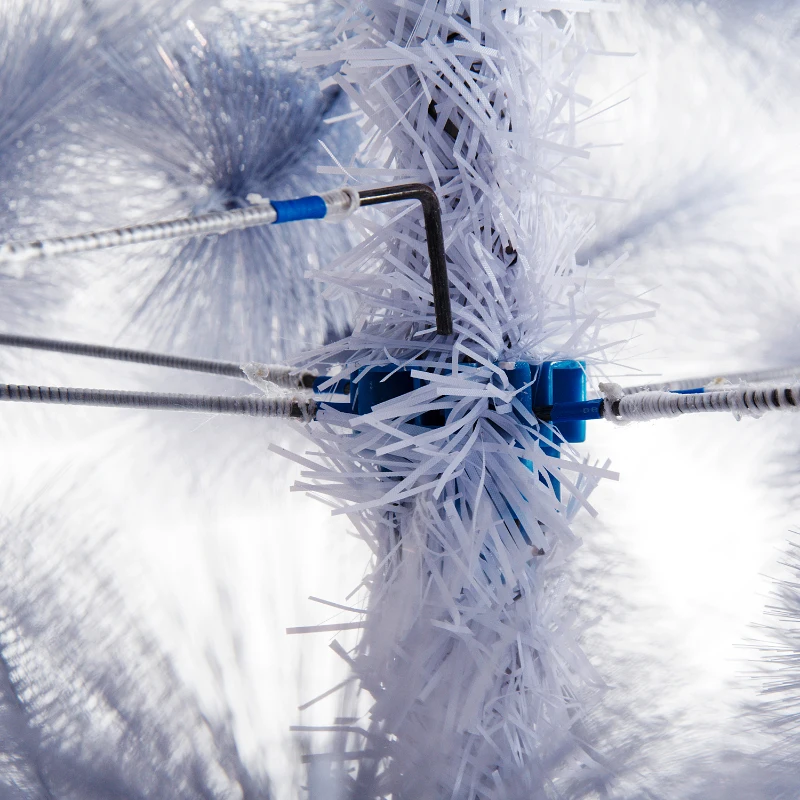 HOMCOM® Weihnachtsbaum 2,1 m Christbaum Kunsttanne 222 Äste mit Beere Metallfuß PET Grau ∅95 x H210 cm