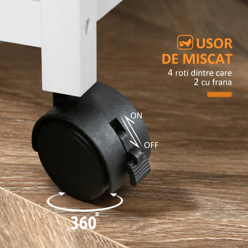 HOMCOM Carucior de Bucatarie in Lemn cu 2 Rafturi si Sertar,Alb 84,5x37,2x85cm