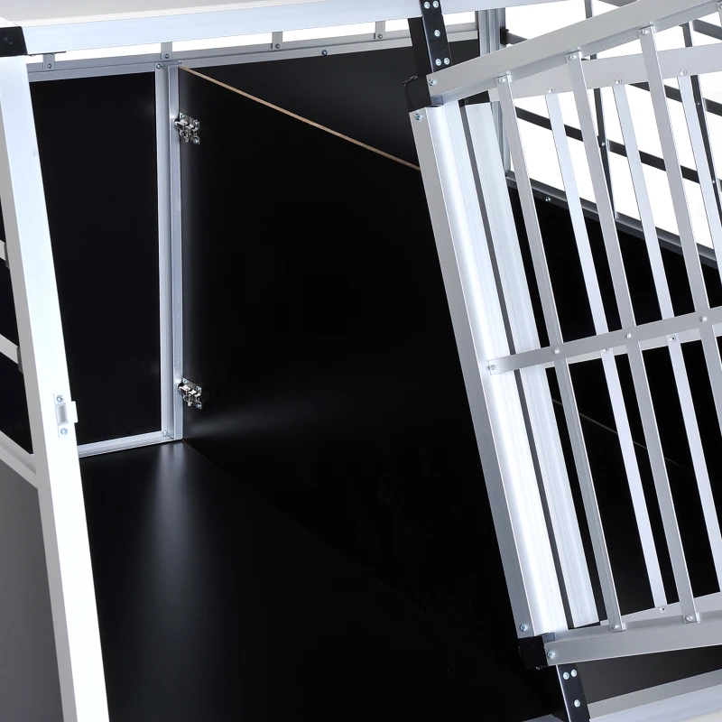 PawHut Transportor pentru Câini din Aluminiu cu Perete Mobil și Închidere, 104x91x69cm