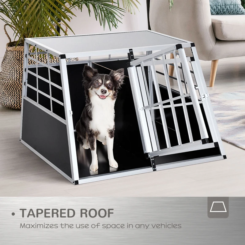 PawHut Transportor pentru Câini din Aluminiu cu Perete Mobil și Închidere, 104x91x69cm