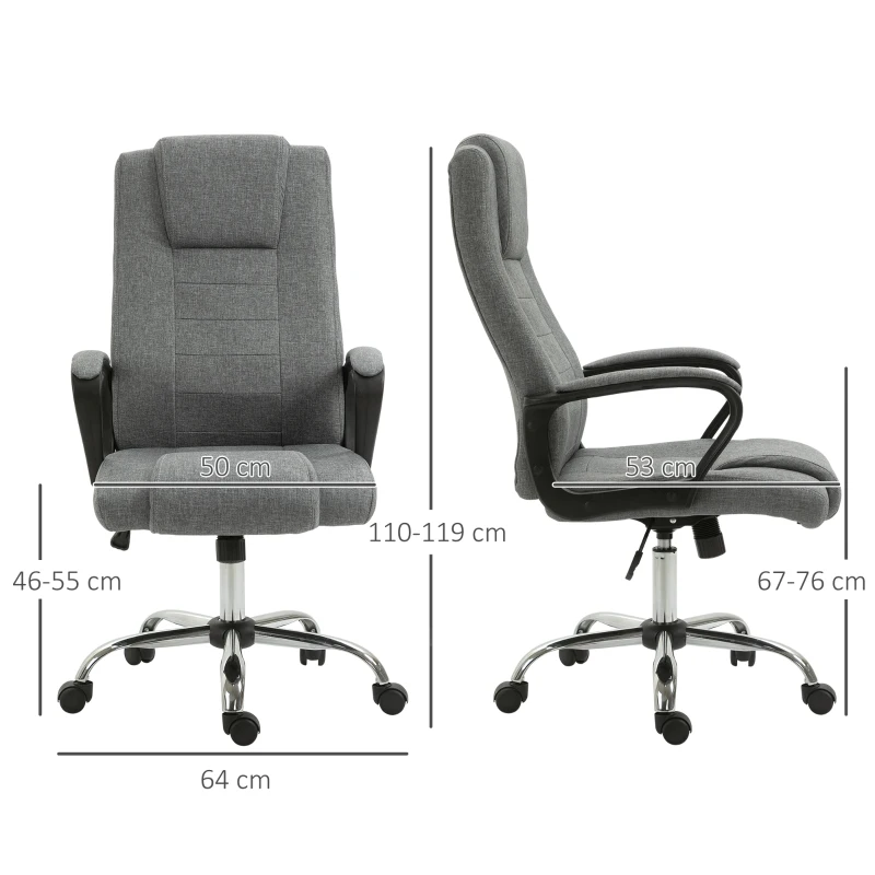 Vinsetto Scaun Ergonomic Birou – Recliner Reglabil, Gri Modern