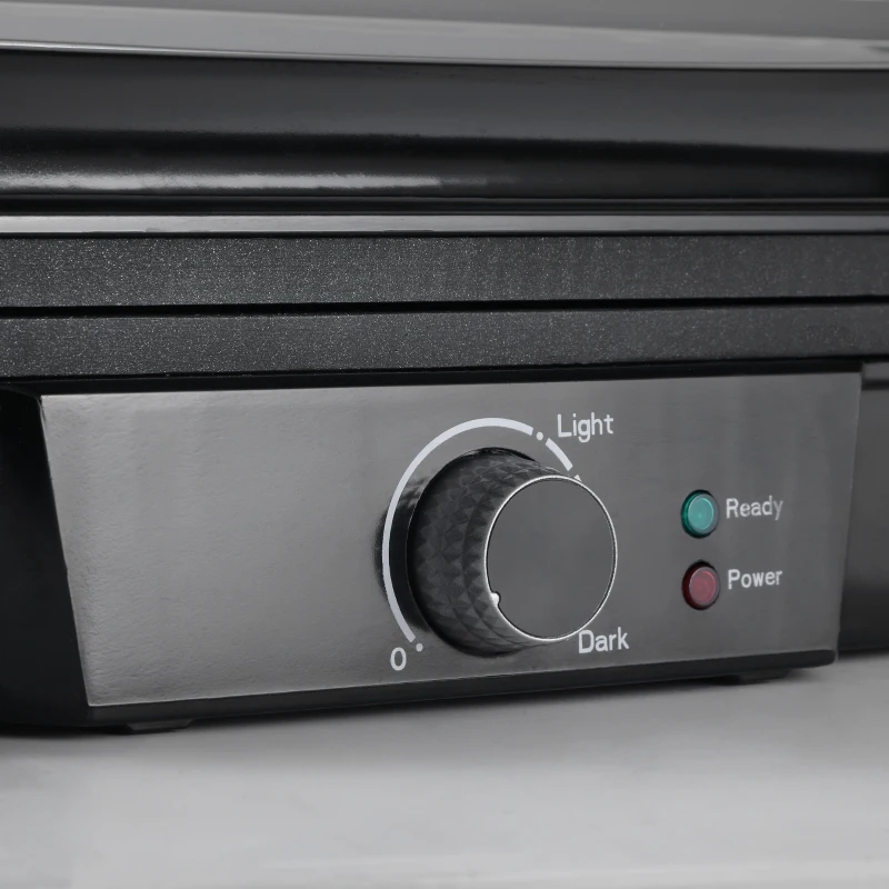 HOMCOM 2000W 3-1 Funktion Kontaktgrill Elektrogrill für 4 Scheibe Indoor-Grill antihaftbeschichtet Tischgrill mit regelbarem Thermostat 180 Grad aufklappbar Alu Stahl Silber+Schwarz 35,1x32,6x15,5 cm