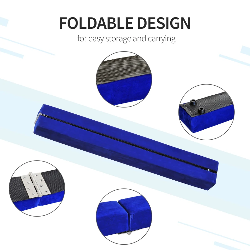 Homcom Barna pentru Gimnastica pentru Antrenament Captusita din Lemn, Albastru, 240x10x6.5cm