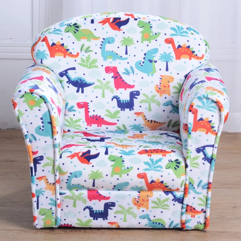 HOMCOM® Kindersessel Kindersofa Polstersessel Minisessel für Kinder im Urwald 3–9 Jahre Flanell + Holz + Schaumstoff 50 x 39 x 44 cm