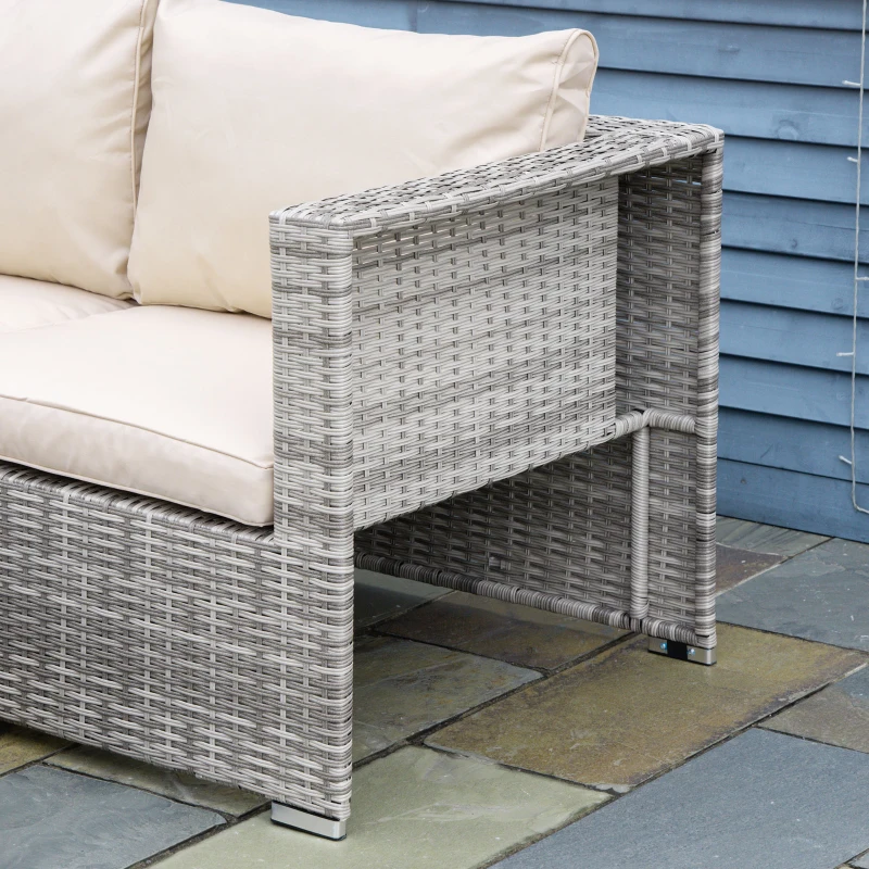 Outsunny Living pentru gradina din Rattan PE din 8 Piese , Gri si Bej