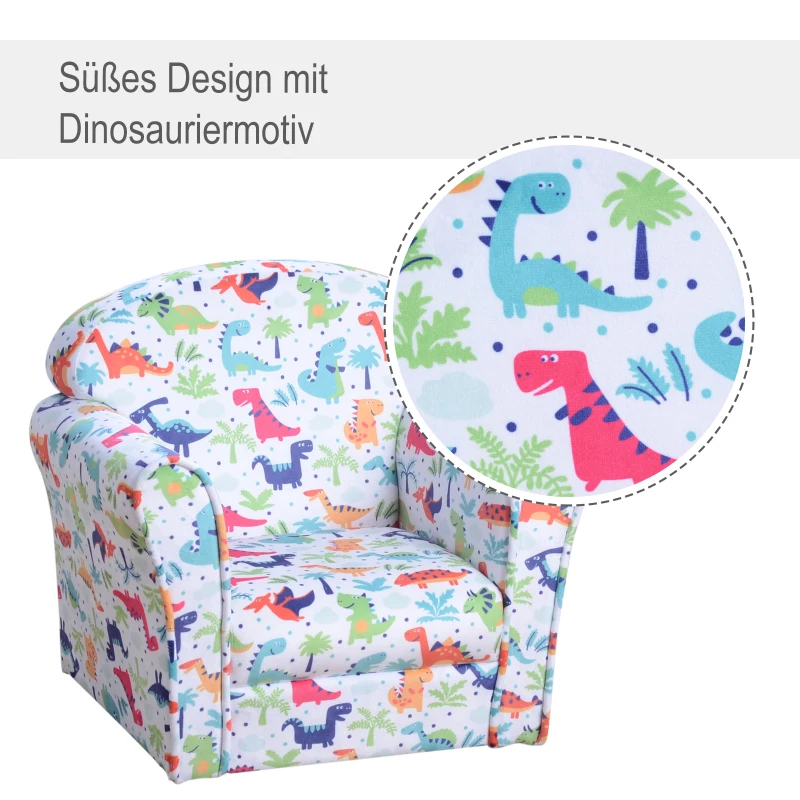 HOMCOM® Kindersessel Kindersofa Polstersessel Minisessel für Kinder im Urwald 3–9 Jahre Flanell + Holz + Schaumstoff 50 x 39 x 44 cm