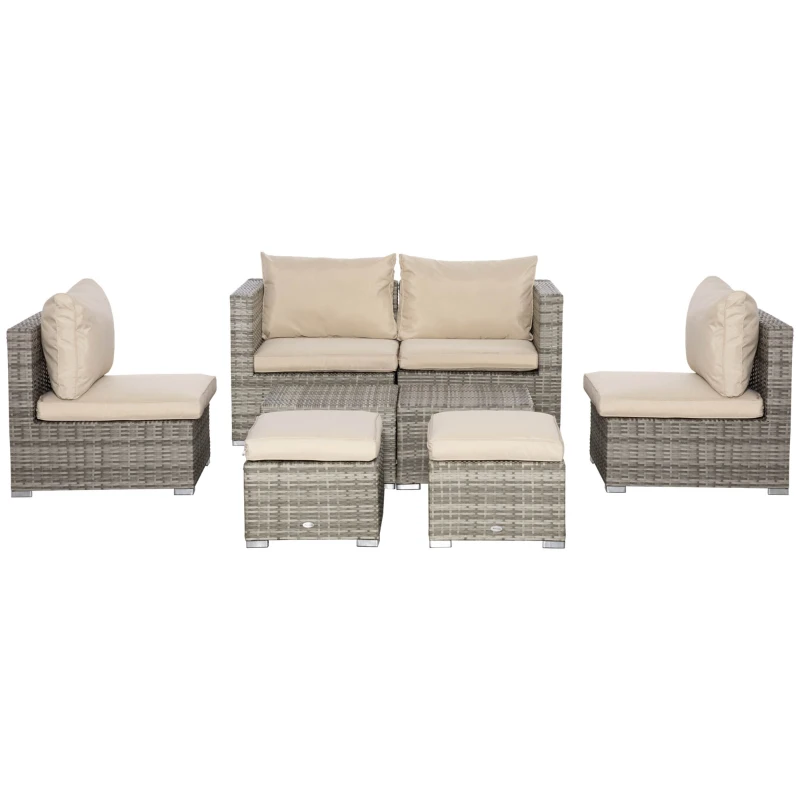 Outsunny Living pentru gradina din Rattan PE din 8 Piese , Gri si Bej