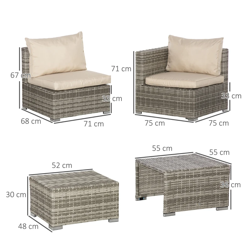 Outsunny Living pentru gradina din Rattan PE din 8 Piese , Gri si Bej